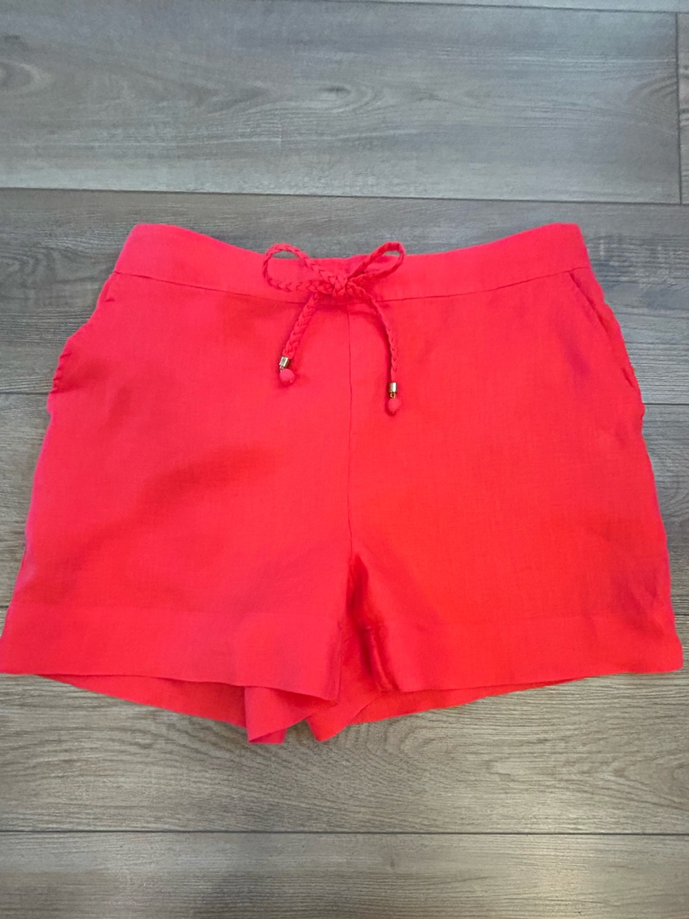 Cynthia Rowley 100% Linen Shorts Coral Red Resort Summer Size M